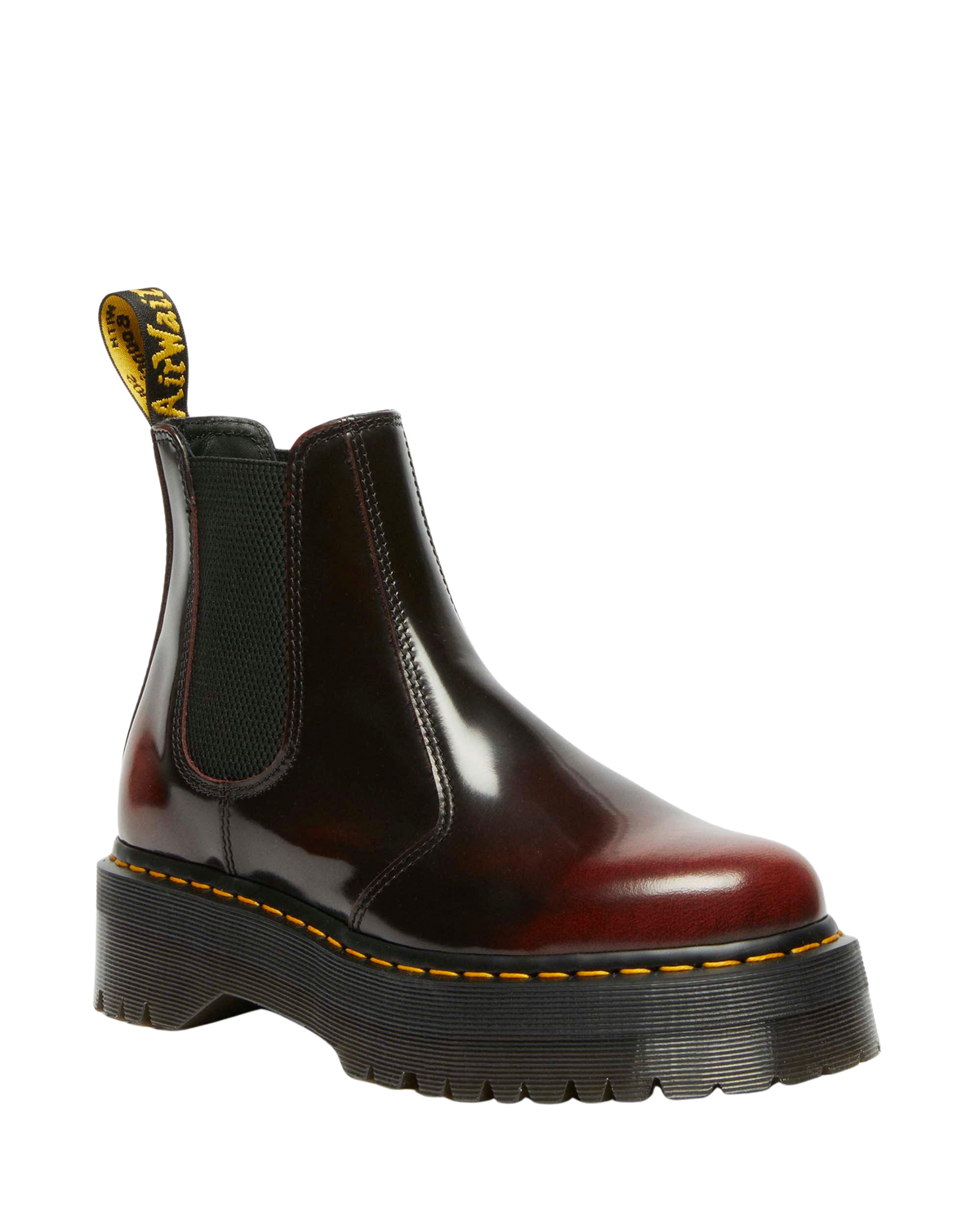 Botas Chelsea 2976 Quad Yellow Stitch de cuero Arcadia con plataforma Cherry Red