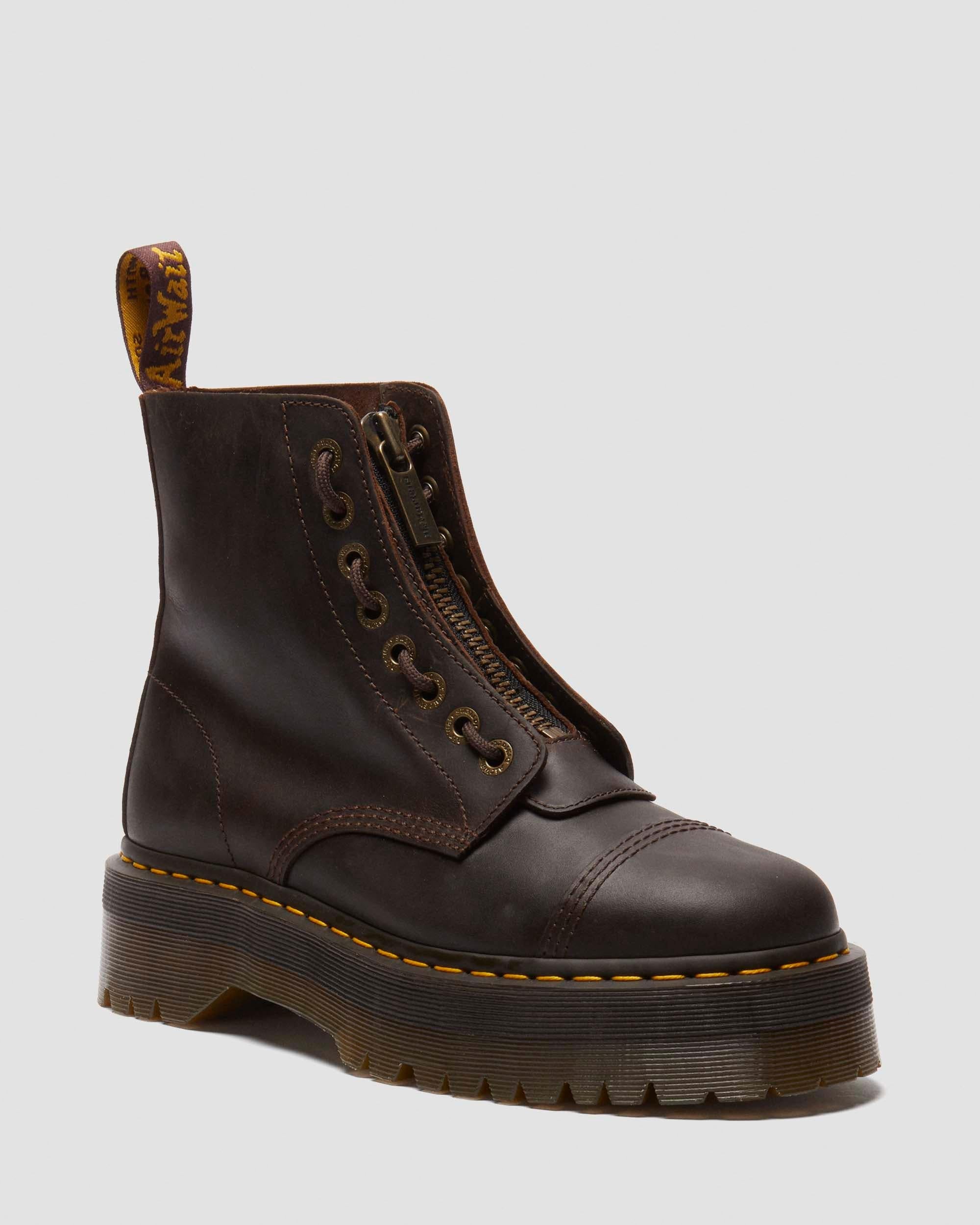 Botas con plataforma Sinclair de cuero Crazy Horse Dr. Martens - vista frontal