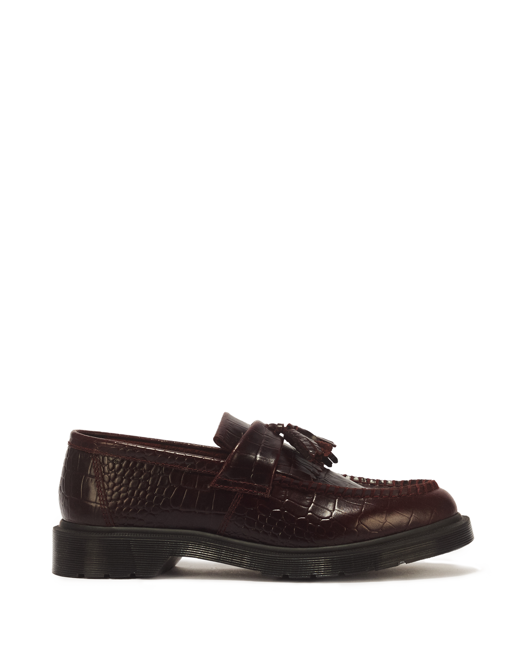 Mocasines Adrian de cuero Croc Emboss con borlas