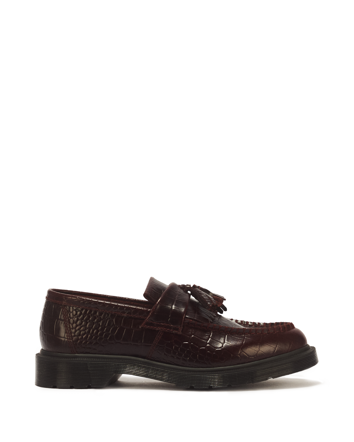 Mocasines Adrian de cuero Croc Emboss con borlas