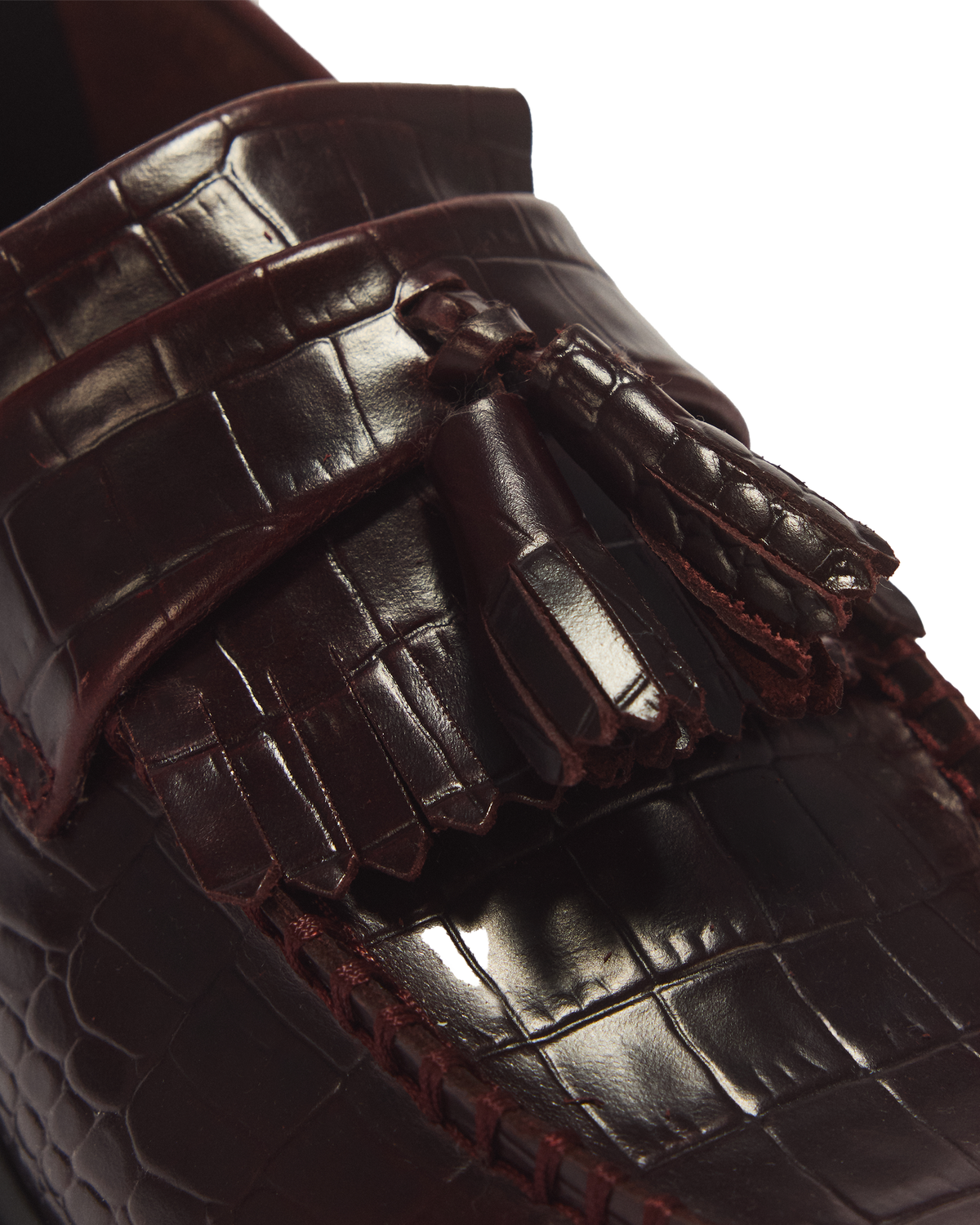Mocasines Adrian de cuero Croc Emboss con borlas