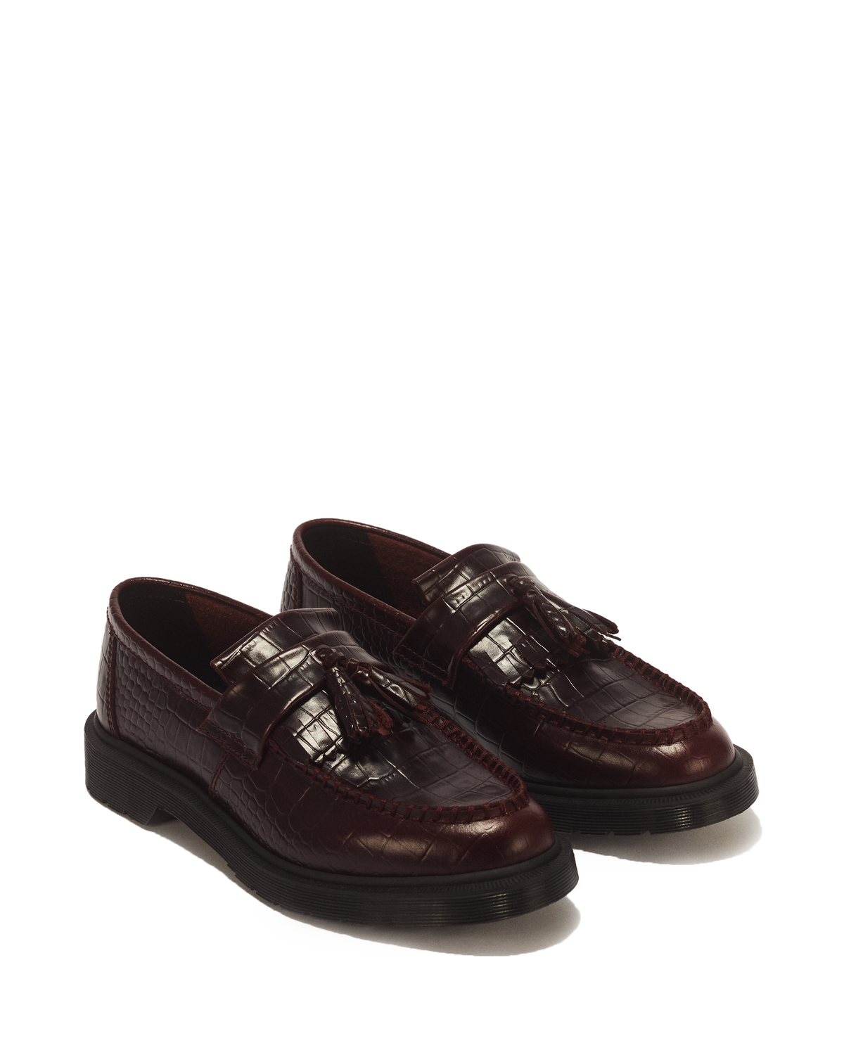 Mocasines Adrian de cuero Croc Emboss con borlas