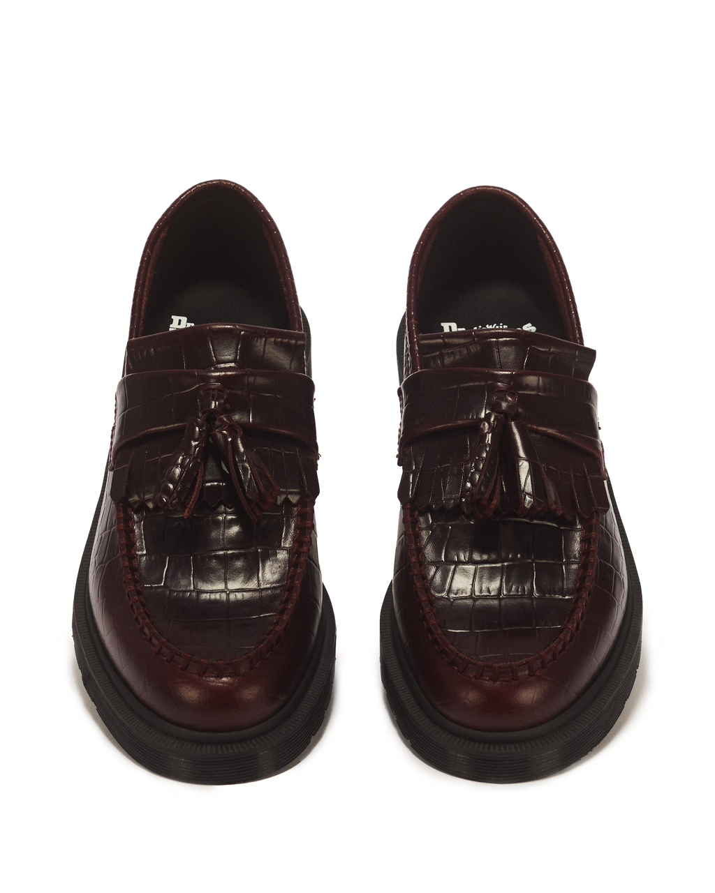 Mocasines Adrian de cuero Croc Emboss con borlas