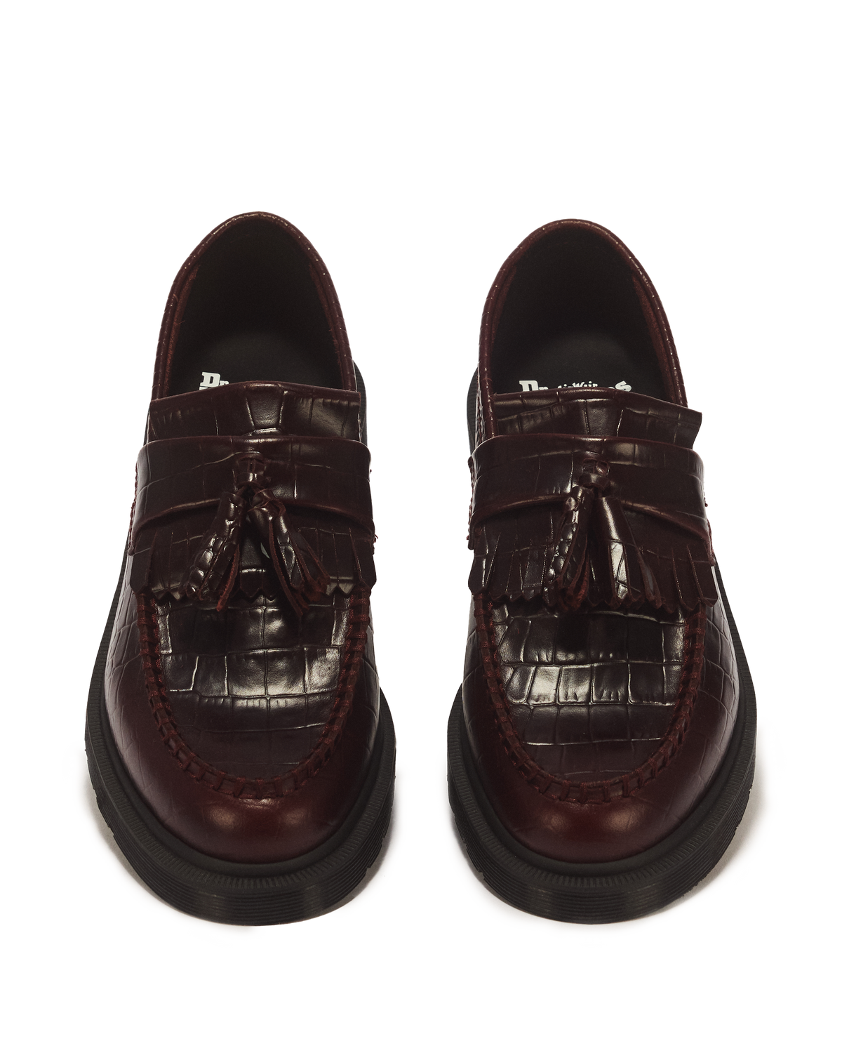 Mocasines Adrian de cuero Croc Emboss con borlas